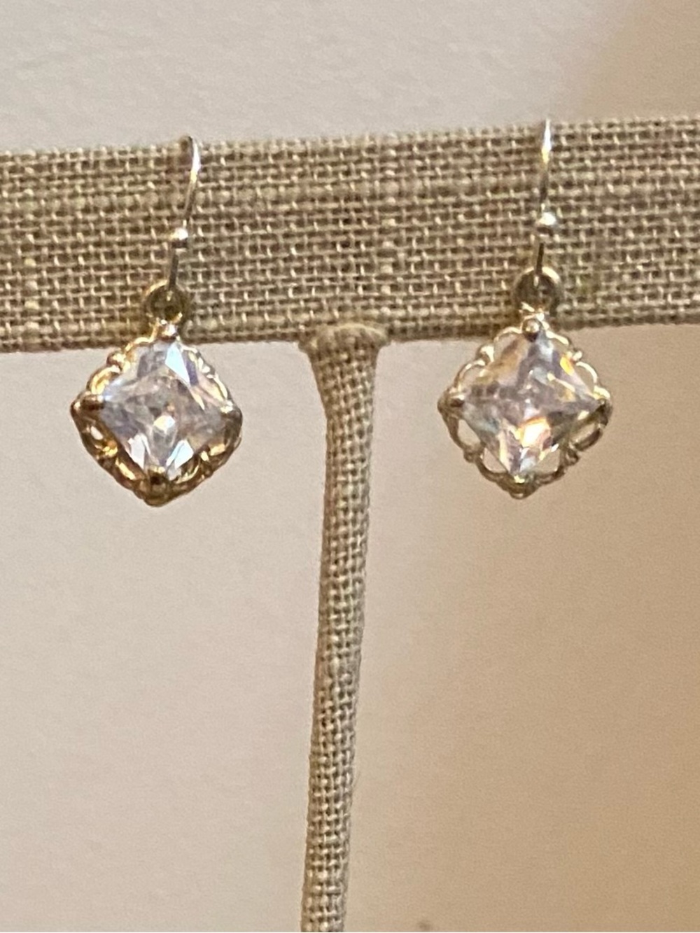 Vintage Gold-Tone Clear Crystal Drop Earrings - Women Jewelry FINAL PRICE!